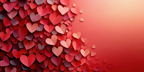 Colorful red hearts create a vibrant backdrop for romantic themes in festive decor