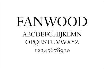 Fanwood font for logo and headline. Isolated vector typeset