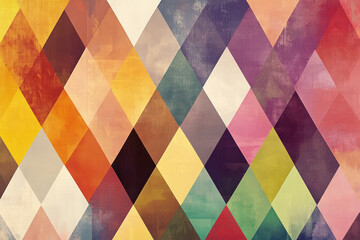 Illustration of a variety of triangles and diamonds arranged in a grid like pattern, with a mix of warm and cool colors. The geometric precision and vibrant hues create a visually stimulating and