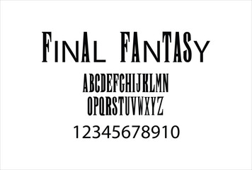 Final Fantasy font for logo and headline. Isolated vector typeset