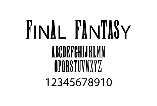 Final Fantasy font for logo and headline. Isolated vector typeset
