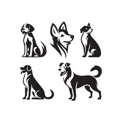 Vector black silhouette of a dog isolated on a white background