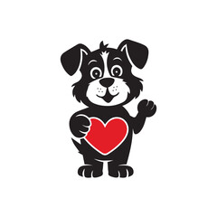 Vector black silhouette of a dog isolated on a white background