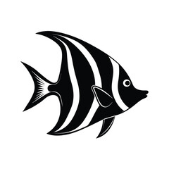 Moorish Idol Silhouette Vector Art and Moorish Idol Black Color Fish Design