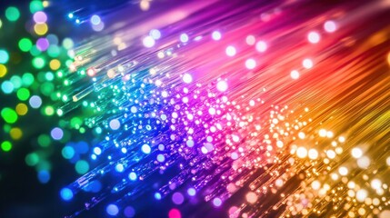 Vibrant Rainbow Fiber Optics Illuminated Strands Colorful Light Technology Background