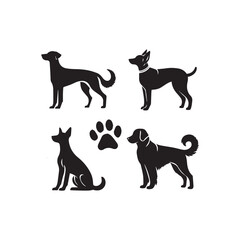 Vector black silhouette of a dog isolated on a white background