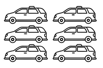 Autonomous Car Line Art Vector Bundle