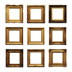 [Transparent Background PNG]Vintage Gold Picture Frames Set
