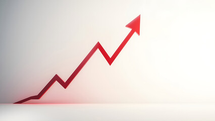 Upward Trend Line with Red Arrow Indicating Financial Growth