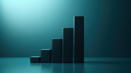 Increasing glossy bar graph represents growth trends in business analytics modern office digital art close-up view