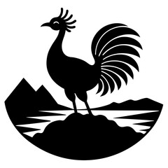 Peacock stone silhouette vector on the beach