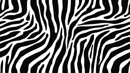 Fotobehang Trendy zebra skin pattern background vector. Animal fur, Fabric design, wrapping paper, textile, and wallpaper © Tanvir