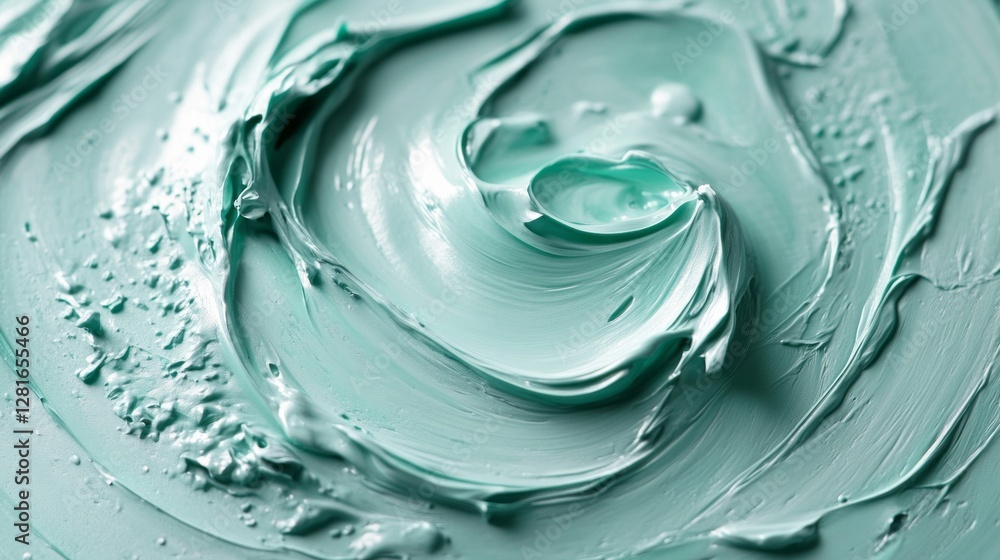 Poster this captivating display highlights smooth mint green paint, showcasing graceful swirls that evoke a