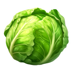 Fresh green cabbage vegetable isolated transparent background healthy food ingredient