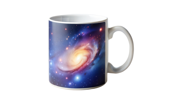 Digital Art Print of Galaxy on White Mug, Transparent Background
