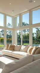 Modern Living Room with Large Windows