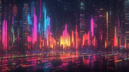 Neon Cityscape Vibrant Nighttime Metropolis Lights