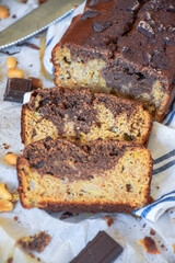 banana bread with homemade chocolate