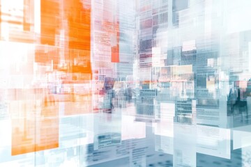 Fototapeta premium dynamic collage of floating digital news headlines overlapping transparent layers holographic text effects modern minimalist design