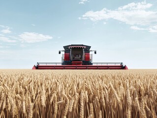 Fototapeta premium AI-powered robotic combine harvester optimizing grain collection efficiency