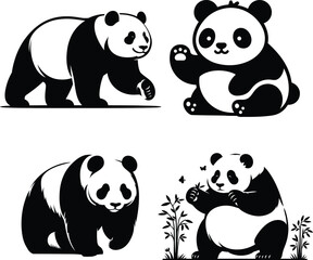 Cute Panda Vector Set – Adorable Cartoon Panda Illustrations