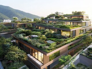 Fototapeta premium The Rooftop Garden in a Luxury Apartment Building