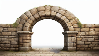 stone arch in the wall isolated on white background