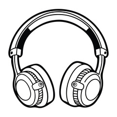 Silhouette Vector of Over-Ear Headphones – High-Contrast Audio Icon