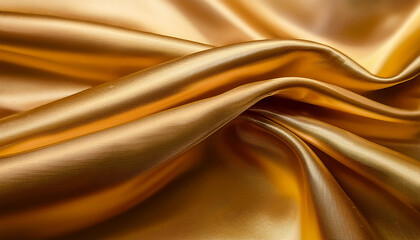Obraz premium soft golden luxury silk fabric folds background shiny folding textile header wallpaper design