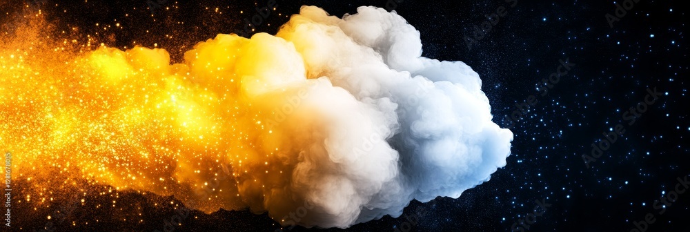 Poster transformation: cloud computing power - symbolizing innovation, data flow, scalability, security, an