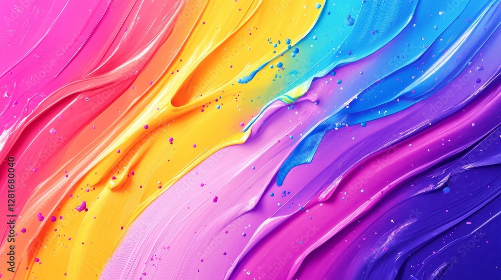 Poster vibrant color swirl abstract painting - close-up view of abstract artwork featuring dynamic swirls o
