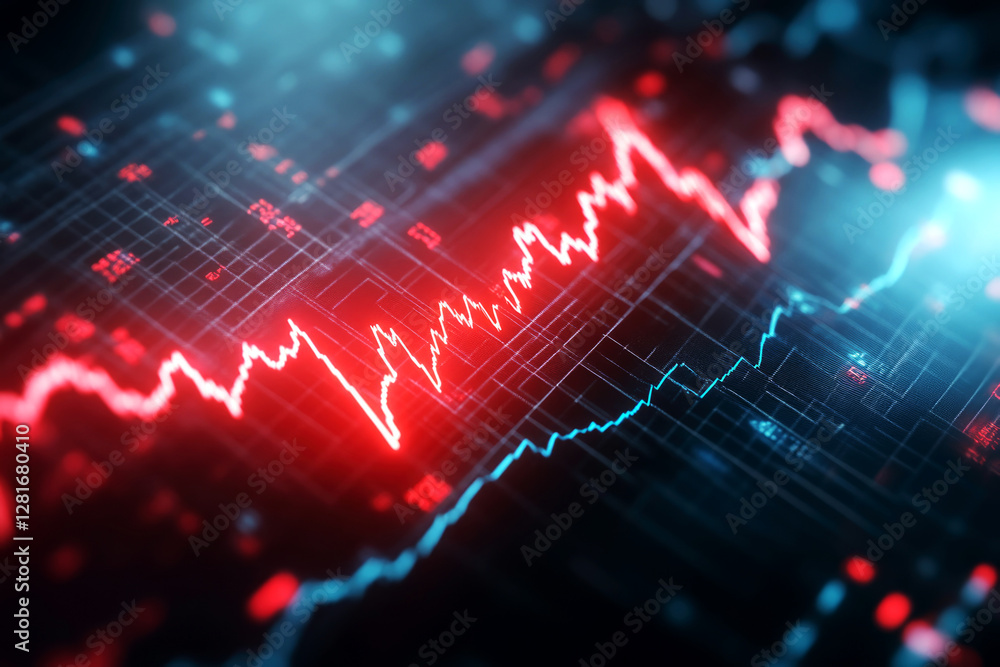 Poster dynamic stock finance chart analysis global market trends data visualization tech environment close-