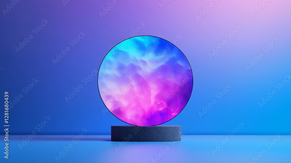 Poster vibrant nebula circular display - abstract circular display showcasing a vibrant nebula, symbolizing
