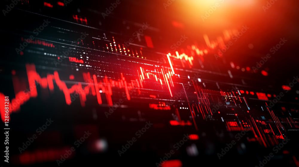 Aufkleber dynamic red finance stock market chart visualization digital environment modern technology concept d