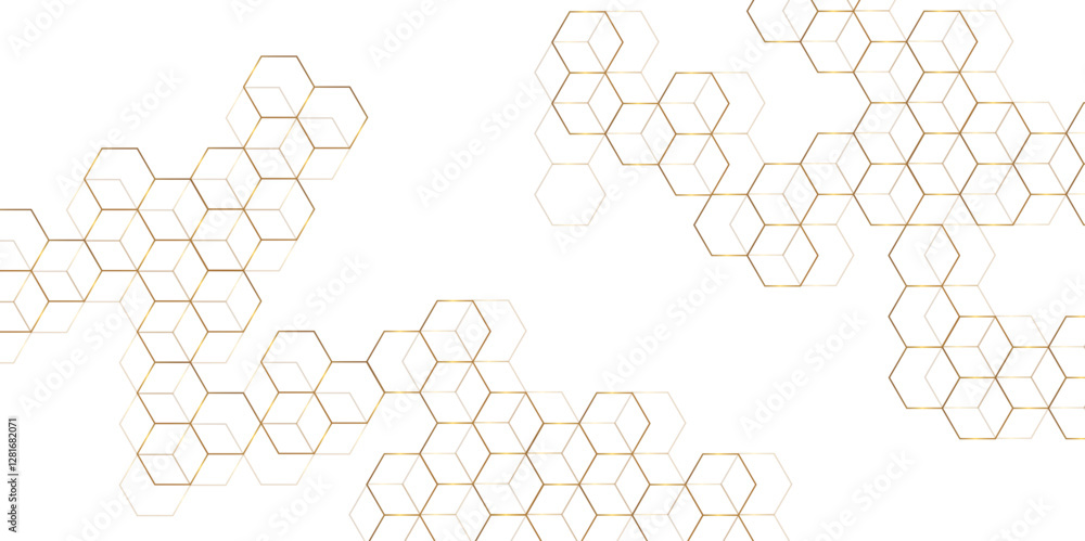 Aufkleber Abstract background golden hexagon stock line background. abstract artistic of geometric background Gold gradient abstract seamless vector pattern. Minimal style website banner, decoration Vector.	