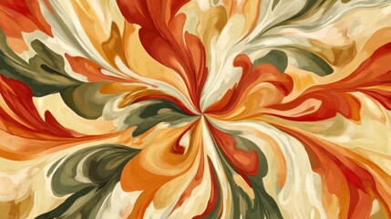 Abstract swirling autumnal colors in a floral pattern.