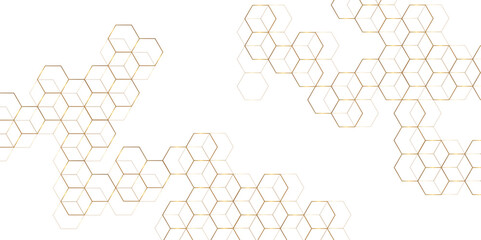 Abstract background golden hexagon stock line background. abstract artistic of geometric background Gold gradient abstract seamless vector pattern. Minimal style website banner, decoration Vector.	