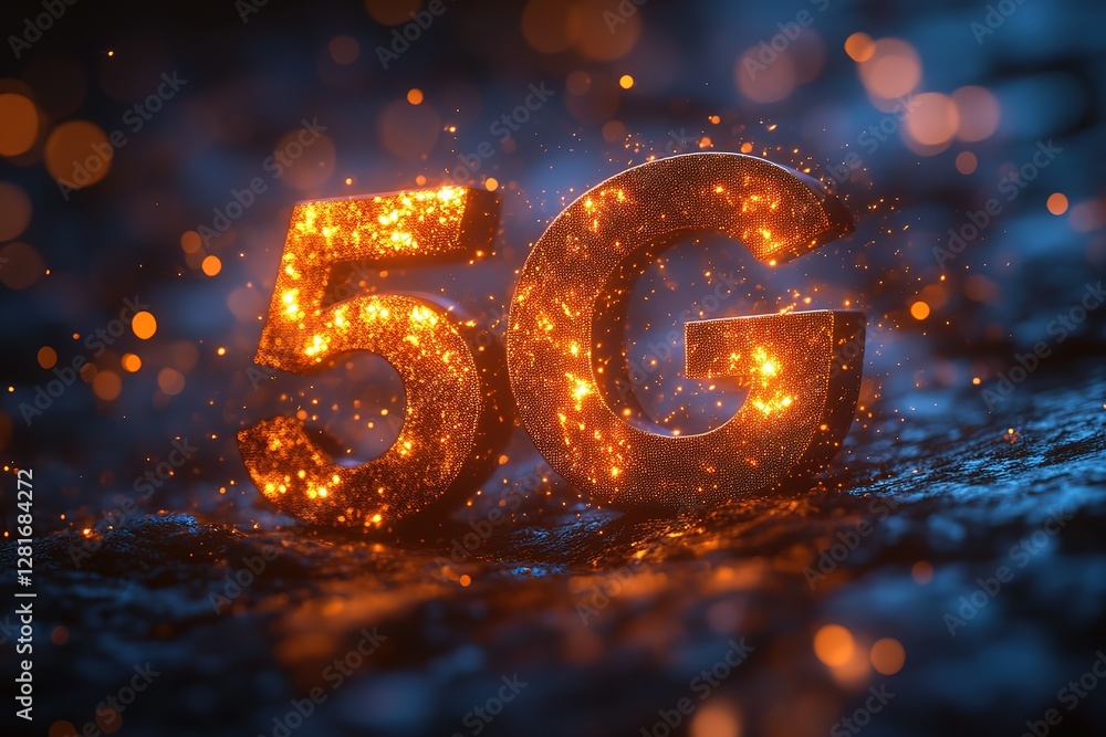 Poster a glowing representation of fifth generation connectivity sparks and bokeh create a modern look futu