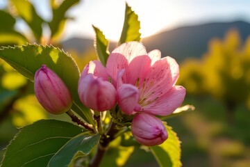 Fototapeta premium Stunning Pink Blossoms on an Apple Tree in Spring Sunlight