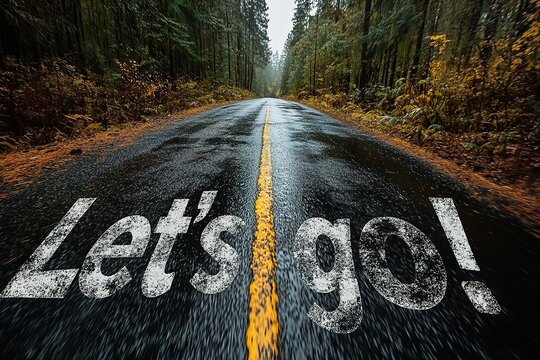 Road Ahead: Motivation to move forward adventure progress and a positive future The open road awaits symbolizing opportunity