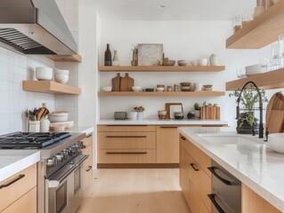 Fototapeta premium A modern kitchen showcasing minimalist decor and style