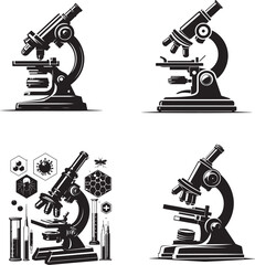 Laboratory equipment concept. Classic scientist microscope