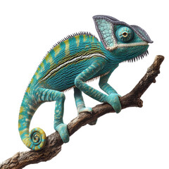 Obraz premium [Transparent Background PNG]Beautiful Exotic Chameleon on Branch
