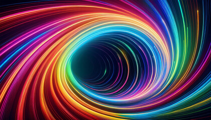 Obraz premium dynamic multicolored luminous lines coiling into a spiral on