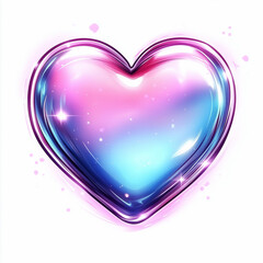 Pink holographic heart in y2k style