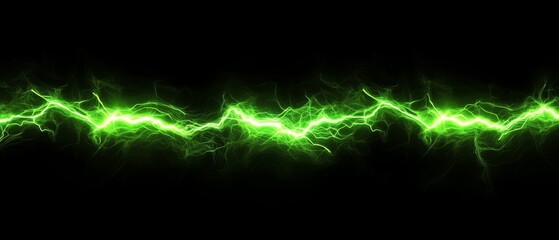A vivid line of green lightning crackles across a dark canvas, symbolizing raw power and natural chaos captured in a striking visual moment.