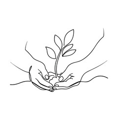 Protecting Young Plant Growth Hands Nurturing a Seedling