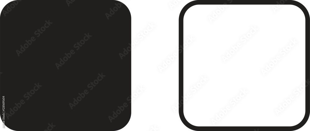 Poster square icon set with rounded borders isolated on white background . rounded square icon vector