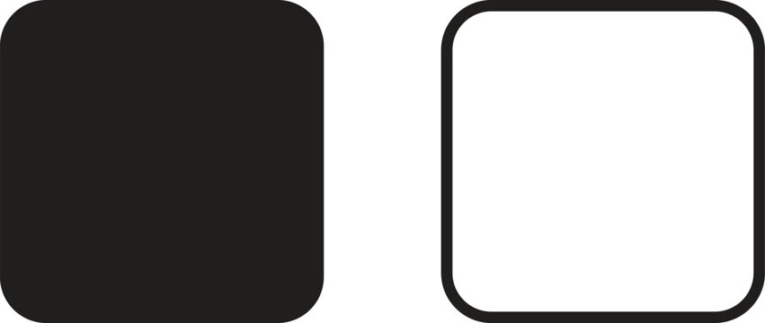 Square icon set with rounded borders isolated on white background . Rounded square icon vector