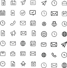 Black and White Business Icon Collection for Web and Print Design